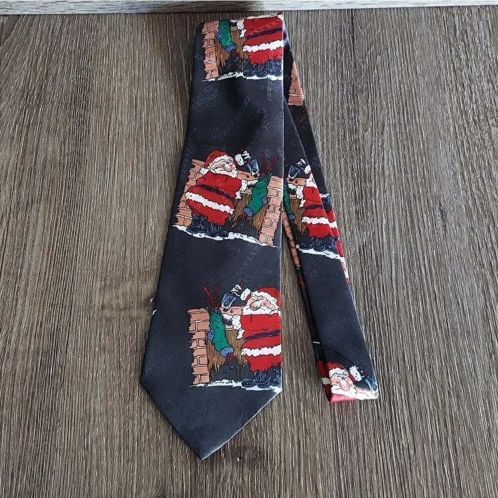 Christmas Necktie Yule Tie Greetings Hallmark Santa Stockings Coal